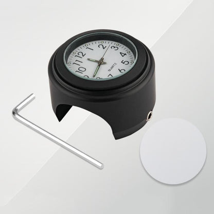 Aluminum Alloy Plating Motorcycle Handlebar Clock(Black Shell White Background) - Electrical Instruments by buy2fix | Online Shopping UK | buy2fix