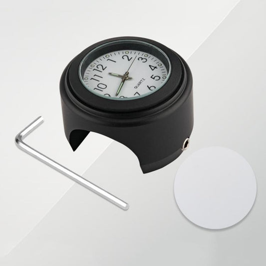 Aluminum Alloy Plating Motorcycle Handlebar Clock(Black Shell White Background) - Electrical Instruments by buy2fix | Online Shopping UK | buy2fix