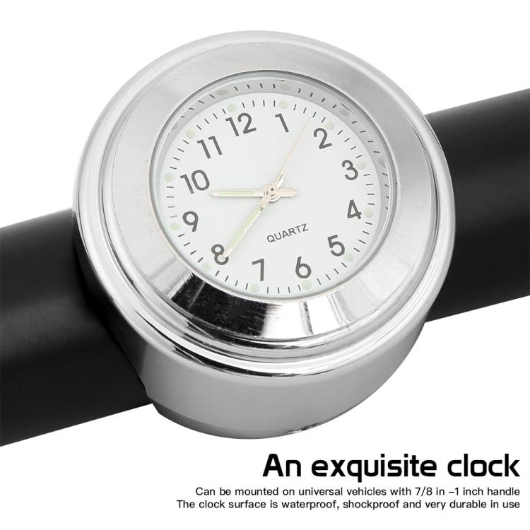 Aluminum Alloy Plating Motorcycle Handlebar Clock(Black Shell Black Background) - Electrical Instruments by buy2fix | Online Shopping UK | buy2fix