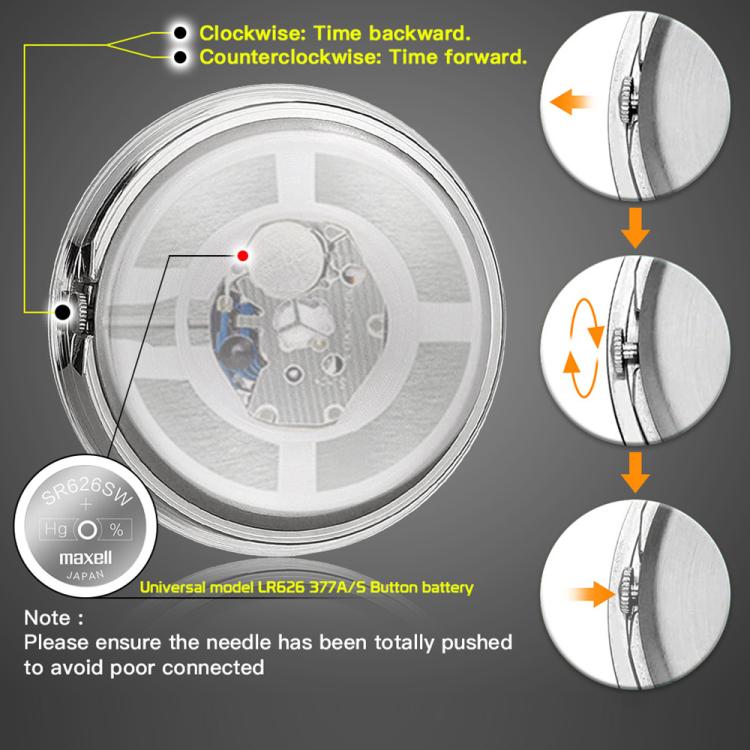 Aluminum Alloy Plating Motorcycle Handlebar Clock(Black Shell Black Background) - Electrical Instruments by buy2fix | Online Shopping UK | buy2fix