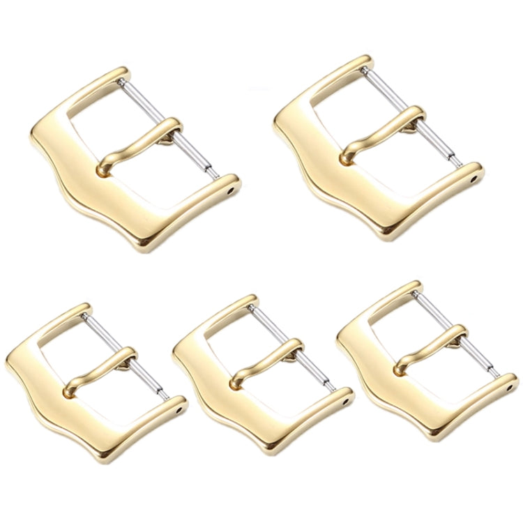 5pcs IP Plated Stainless Steel Pin Buckle Watch Accessories, Color: Gold 14mm - Watch Parts & Tools by buy2fix | Online Shopping UK | buy2fix