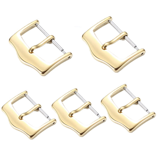 5pcs IP Plated Stainless Steel Pin Buckle Watch Accessories, Color: Gold 14mm - Watch Parts & Tools by buy2fix | Online Shopping UK | buy2fix