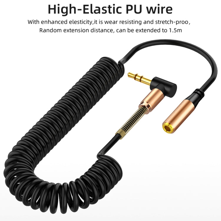 3.5mm Male To Female Spring AUX Extension Cable Speaker Audio Cable, Cable Length: 1.5m(Black) by buy2fix