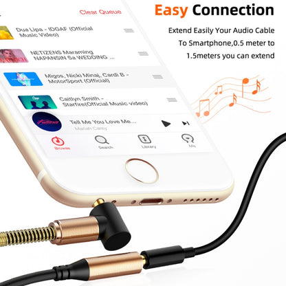 3.5mm Male To Female Spring AUX Extension Cable Speaker Audio Cable, Cable Length: 1.5m(Black) by buy2fix