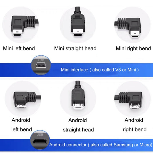 USB Car Charge 12V To 5V Navigation Instrument Reduction Line(Android Right Bend) - Car Charger by buy2fix | Online Shopping UK | buy2fix