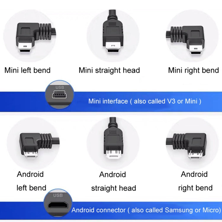 USB Car Charge 12V To 5V Navigation Instrument Reduction Line(Android Left Bend) - Car Charger by buy2fix | Online Shopping UK | buy2fix