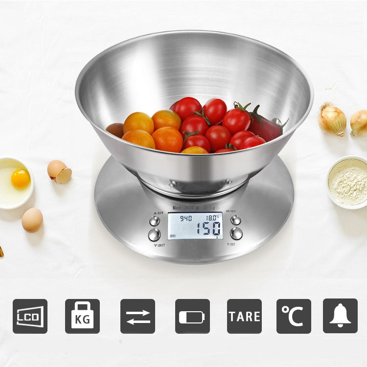 5kg/1g High Precision Kitchen Scale Roasting Electronic Scale Coffee Scale with Alarm Timer(Silver) by buy2fix