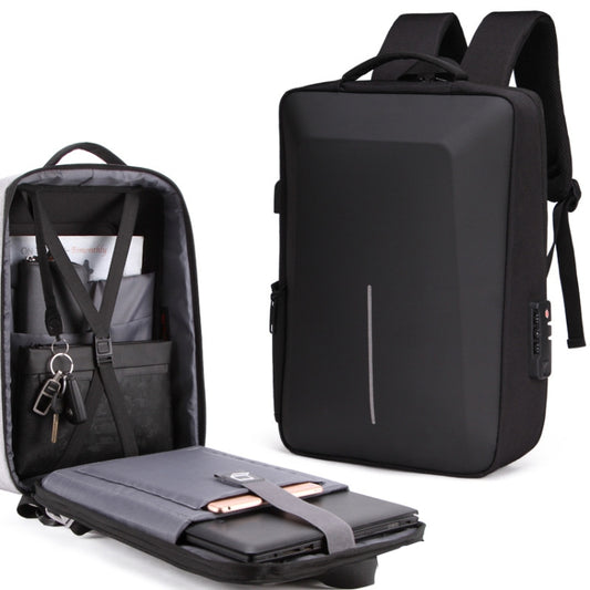 Men Business Shoulder USB External Interface Computer Bag, Color: 8001 Black by buy2fix