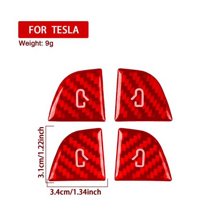 For Tesla Model 3 4pcs/ Set B-type Car Window Switch Stickers(Red) - Car Interior Mouldings by buy2fix | Online Shopping UK | buy2fix