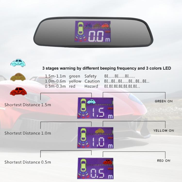 Wireless Radar with LED Display Automatic Alarm Reversing Assist(PZ314W) - Radar Detectors by buy2fix | Online Shopping UK | buy2fix