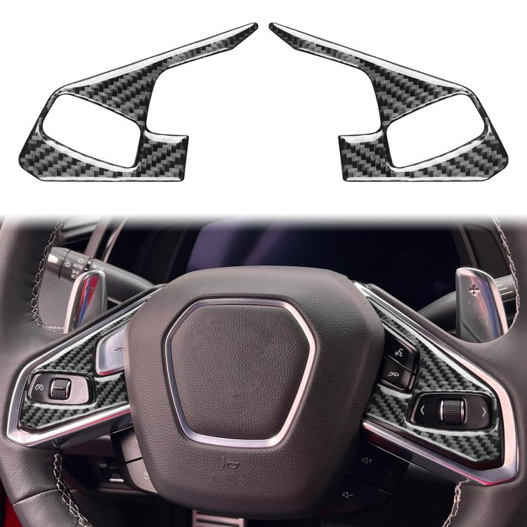 For Chevrolet Corvette C8 2pcs /Set Steering Wheel Button Frame Sticker(Black) - Car Interior Mouldings by buy2fix | Online Shopping UK | buy2fix