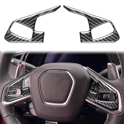 For Chevrolet Corvette C8 2pcs /Set Steering Wheel Button Frame Sticker(Black) - Car Interior Mouldings by buy2fix | Online Shopping UK | buy2fix