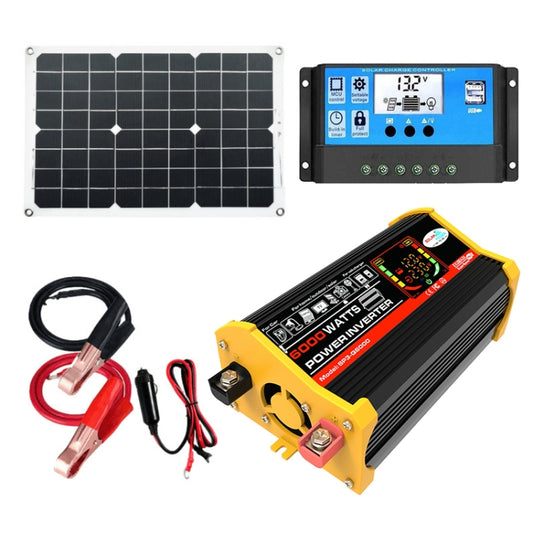 Saga 3 Generations Home Solar Generator Inverter+30A Controller+18W 12V Solar Panel, Specification: Black 12V To 220V - Modified Square Wave by buy2fix | Online Shopping UK | buy2fix