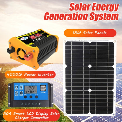 Saga Generation 2 Home Solar Generator Inverter+30A Controller+18W 12V Solar Panel, Specification: Black 12V To 220V by buy2fix