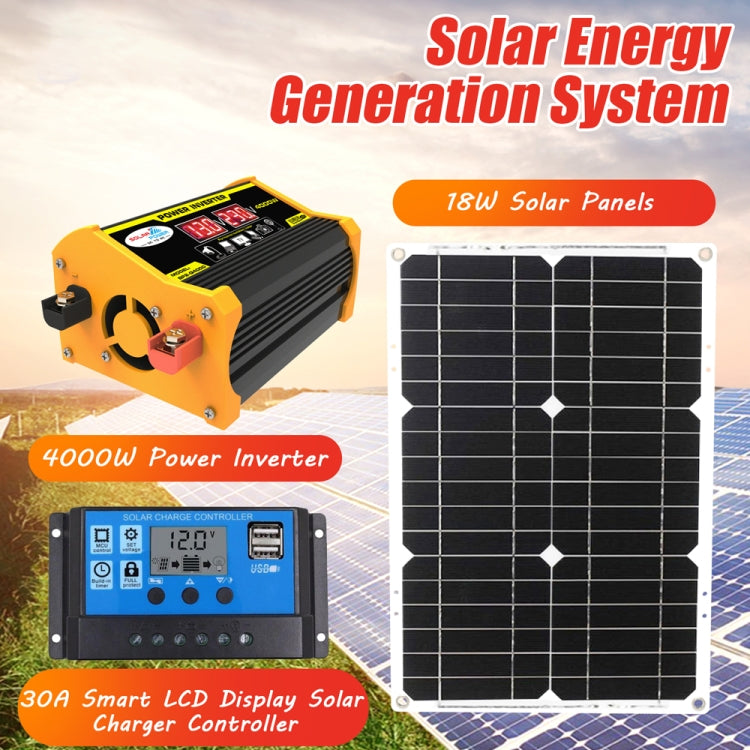 Saga Generation 2 Home Solar Generator Inverter+30A Controller+18W 12V Solar Panel, Specification: Black 12V To 110V by buy2fix