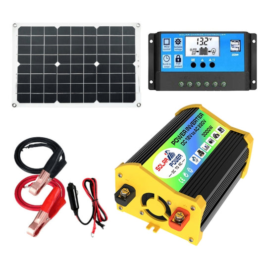 Saga Generation 1 Home Solar Generator Inverter+30A Controller+18W 12V Solar Panel, Specification: Black 12V To 220V - Modified Square Wave by buy2fix | Online Shopping UK | buy2fix