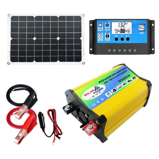 Saga Generation 1 Home Solar Generator Inverter+30A Controller+18W 12V Solar Panel, Specification: Yellow 12V To 110V - Modified Square Wave by buy2fix | Online Shopping UK | buy2fix