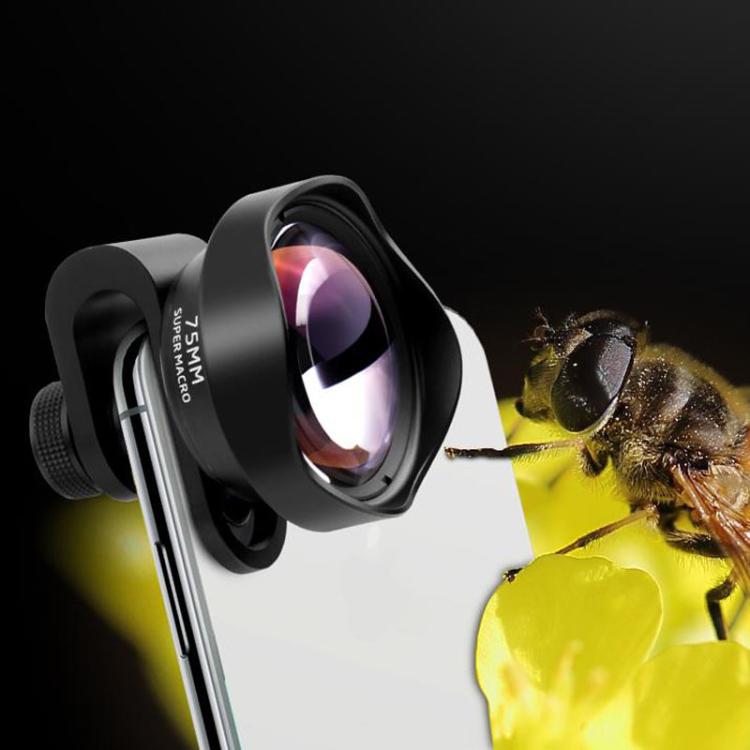 75mm Super Macro Mobile Phone External Lens Insect Flower Jewelry Shooting Telephoto Macro Lens(Black) - Macro & Wide-angle by buy2fix | Online Shopping UK | buy2fix