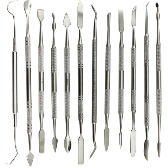 12 In 1 Stainless Steel Wax Carving Knife Dental Tool Set Clay Modeling Tool