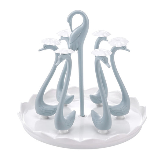 Home Portable Drainer Cup Holder With Rotatable Tray, Specification: Six Cups(Blue)
