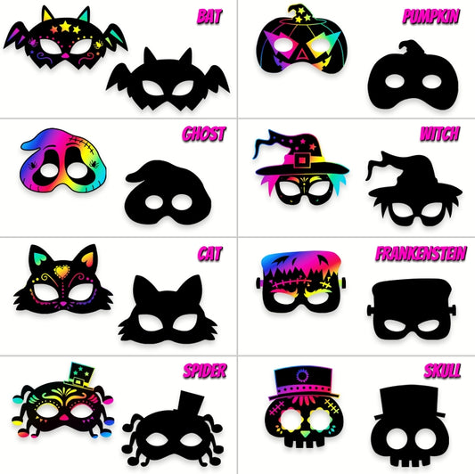 8 Pcs/Set Halloween Scratch Paper Mask Toys for Children - Halloween Masks by buy2fix | Online Shopping UK | buy2fix