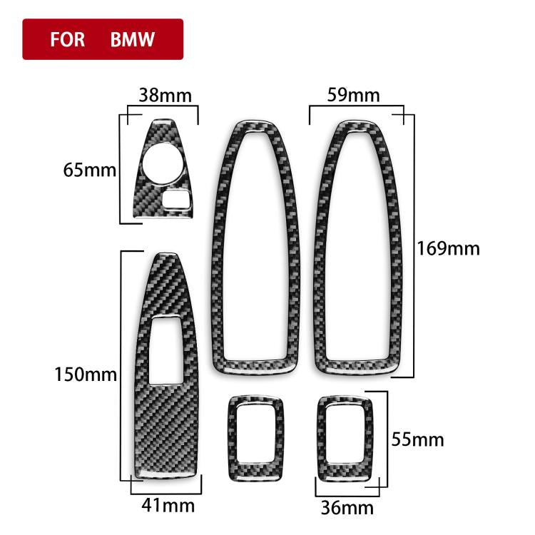 For BMW X1 F48/X2 F39 6pcs /Set Door Lift Stickers Without Small Holes(Black) - Car Interior Mouldings by buy2fix | Online Shopping UK | buy2fix