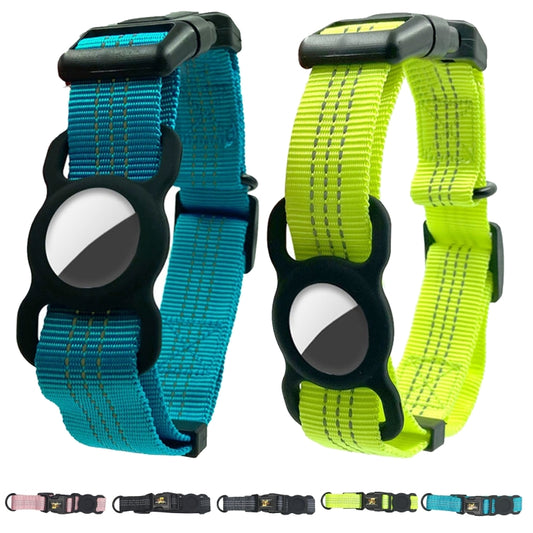 PUGGA GG1002 Polyester Dog GPS Device Protector Collar For AirTag, Size: M(Blue) - Pet Series by null | Online Shopping UK | buy2fix