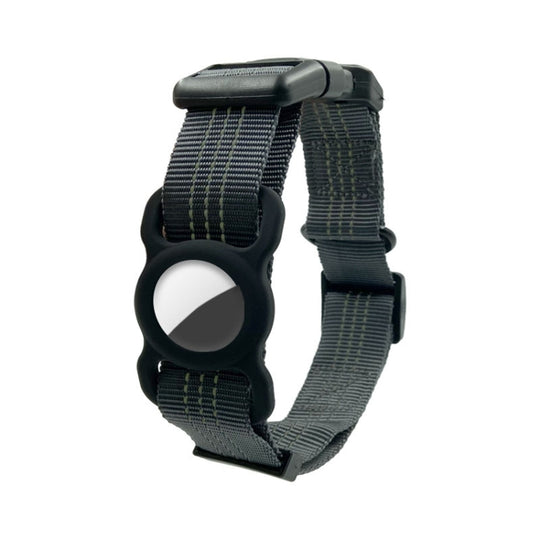 PUGGA GG1002 Polyester Dog GPS Device Protector Collar For AirTag 2nd Gen / AirTag 1st Gen, Size: L(Deep Gray)