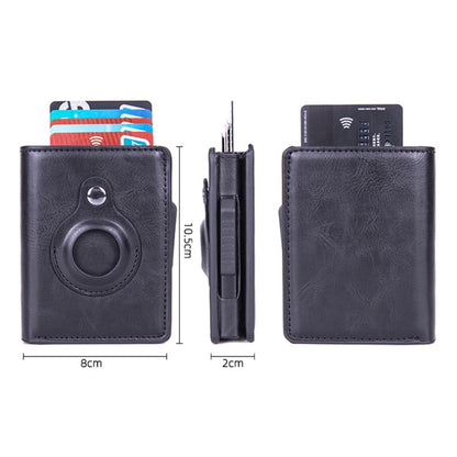 X-80 RFID Anti-theft Brushed Leather Card Holder For AirTag(Coffee) - Wallet Series by buy2fix | Online Shopping UK | buy2fix
