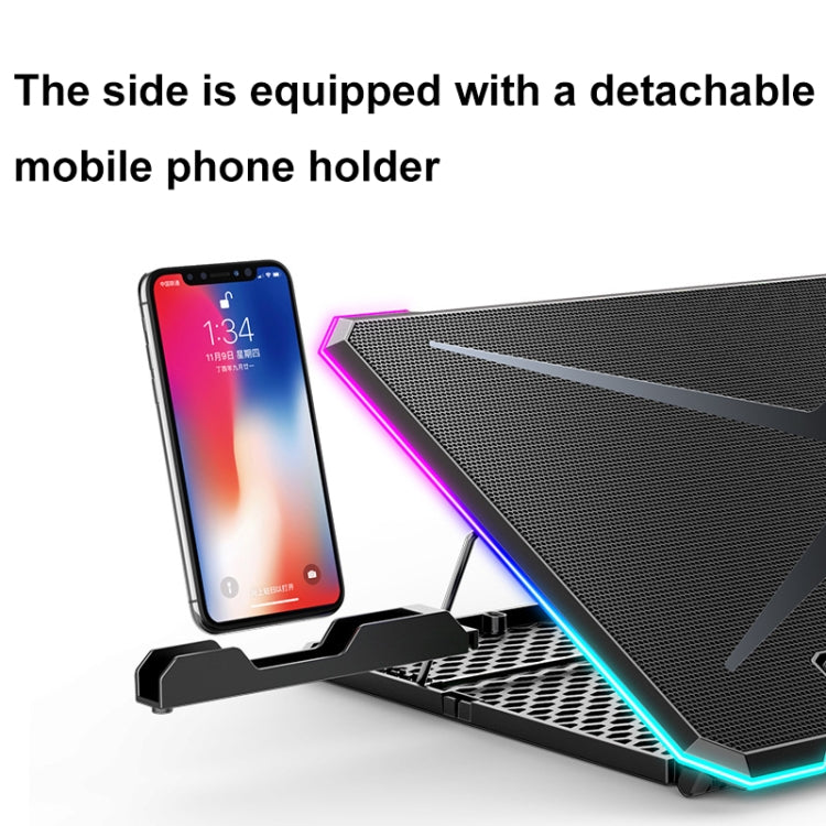 ICE COOREL K15 6-Fans Adjustable LCD Screen Laptop Stand Radiator With RGB Atmosphere Light(Black) by ICE COOREL