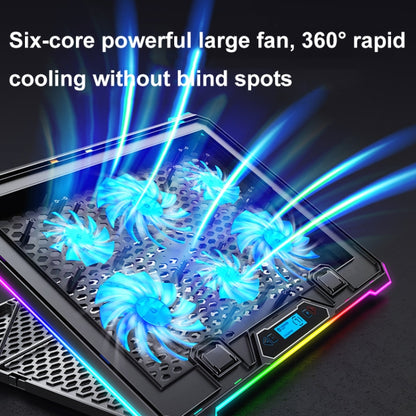 ICE COOREL K15 6-Fans Adjustable LCD Screen Laptop Stand Radiator With RGB Atmosphere Light(Black) by ICE COOREL