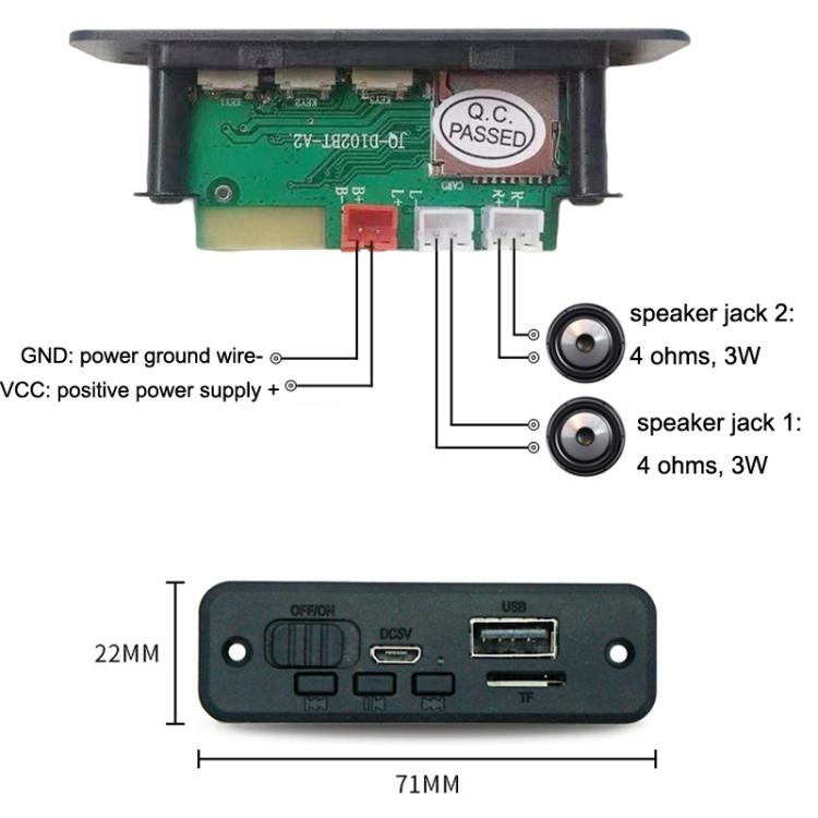 JQ-D102BT With Amplifier Recording Calls MP3 Bluetooth Decoder Board Module(Black) - Other Accessories by buy2fix | Online Shopping UK | buy2fix