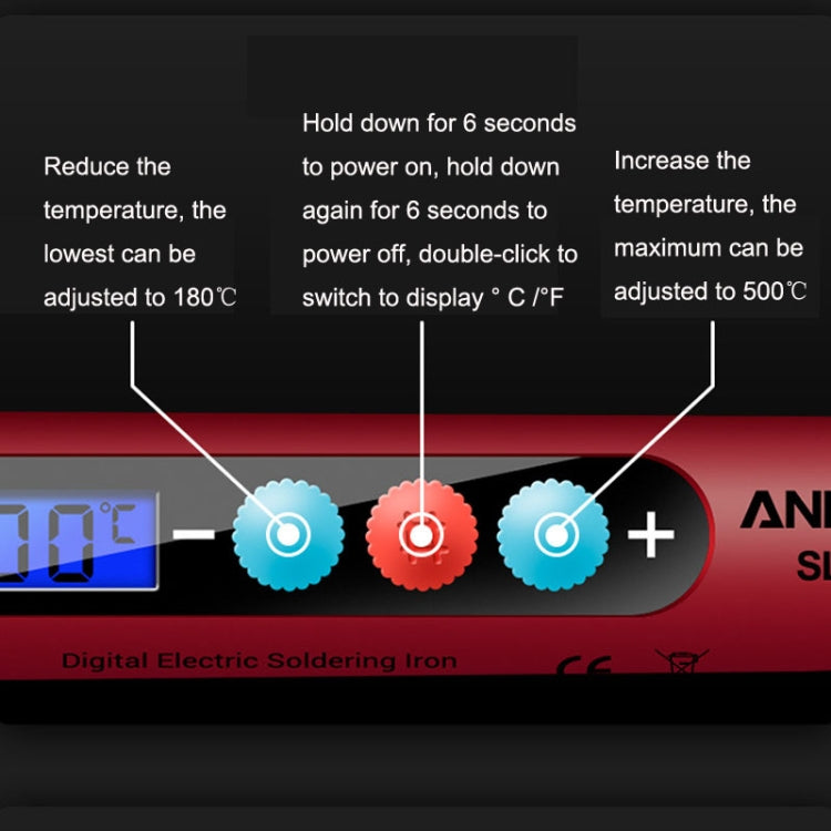 ANENG SL103 18pcs/set Intelligent Digital Display Temperature Adjustment Household Constant Temperature Soldering Iron Set 60W Internal Heat Welding Tool Kit(EU Plug) - Electric Soldering Iron by ANENG | Online Shopping UK | buy2fix