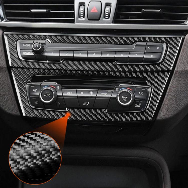 For BMW X1 F48/X2 F39 2pcs /Set Radio + Air Conditioning Panel Sticker(Black) - Car Interior Mouldings by buy2fix | Online Shopping UK | buy2fix