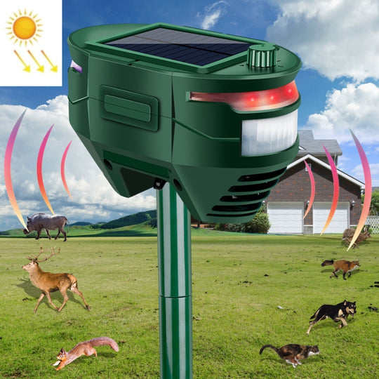 RC-544 Outdoor Solar Ultrasonic Infrared Sensor Animal Repeller(Dark Green)