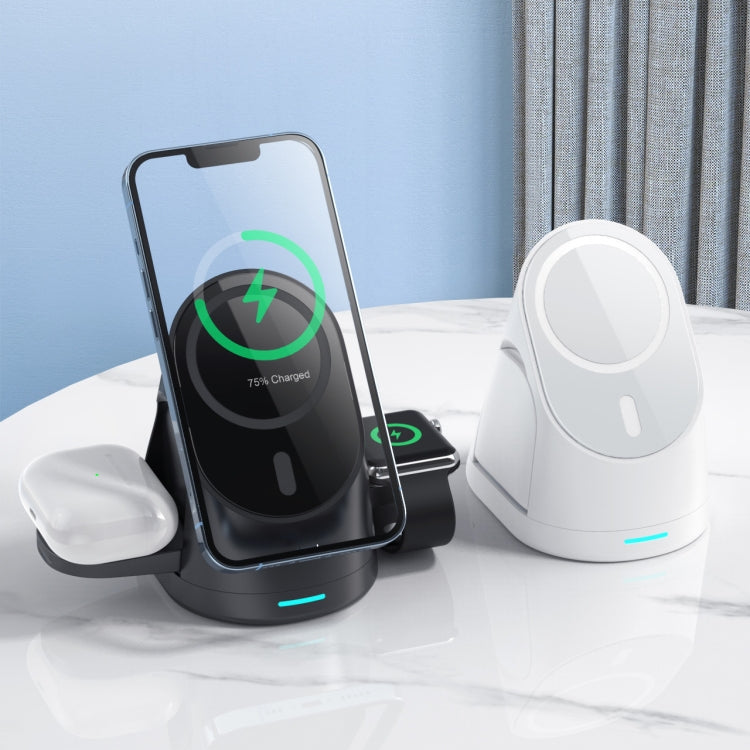 LFX-179 Magnetic Vertical 3 in 1 Wireless Charging Bracket for Smartphone iWatch AirPods(White) - Wireless Charger by buy2fix | Online Shopping UK | buy2fix