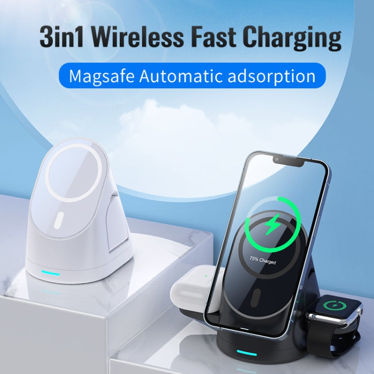 LFX-179 Magnetic Vertical 3 in 1 Wireless Charging Bracket for Smartphone iWatch AirPods(White) - Wireless Charger by buy2fix | Online Shopping UK | buy2fix