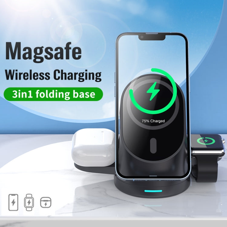 LFX-179 Magnetic Vertical 3 in 1 Wireless Charging Bracket for Smartphone iWatch AirPods(White) - Wireless Charger by buy2fix | Online Shopping UK | buy2fix