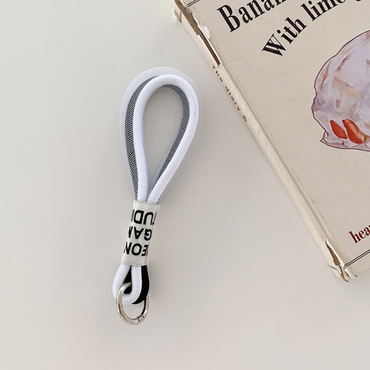 5 PCS Mobile Phone Case Lanyard Braided Mesh Rope Bag Pendant Decoration(Black and white) - Lanyards & Wrist Straps by buy2fix | Online Shopping UK | buy2fix