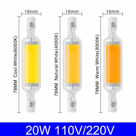 78MM 10W R7S LED COB Dimmer Glass Lamp Double-end Horizontal Plug-in Light(110V Cold White Light) by buy2fix