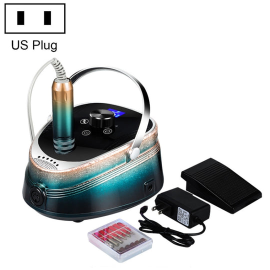 Ice Flower Gradient Rechargeable Low Noise Nail Polishing Machine, Specification: US Plug (Yellow Green)