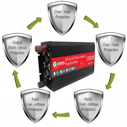 Gurxun 12000W High Power Household Car Sine Wave Inverter, Specification: 12V To 110V by buy2fix