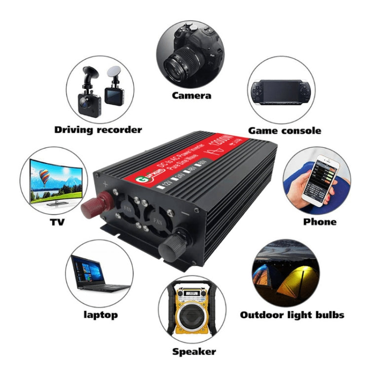 Gurxun 12000W High Power Household Car Sine Wave Inverter, Specification: 12V To 110V by buy2fix