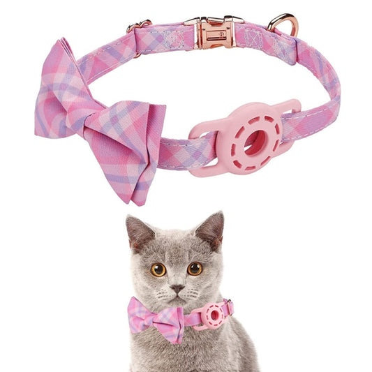 Pet Tracker Collar Insert Buckle Bow Collar For AirTag(Pink) - Pet Series by buy2fix | Online Shopping UK | buy2fix