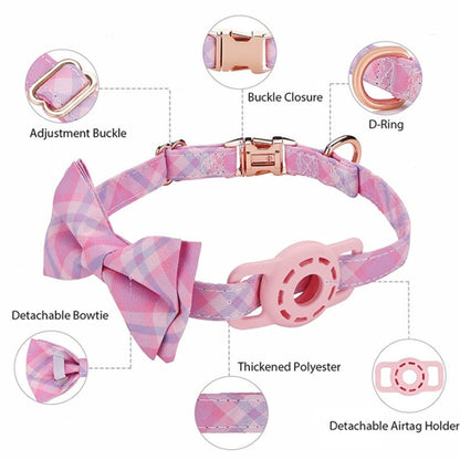 Pet Tracker Collar Insert Buckle Bow Collar For AirTag(Pink) - Pet Series by buy2fix | Online Shopping UK | buy2fix