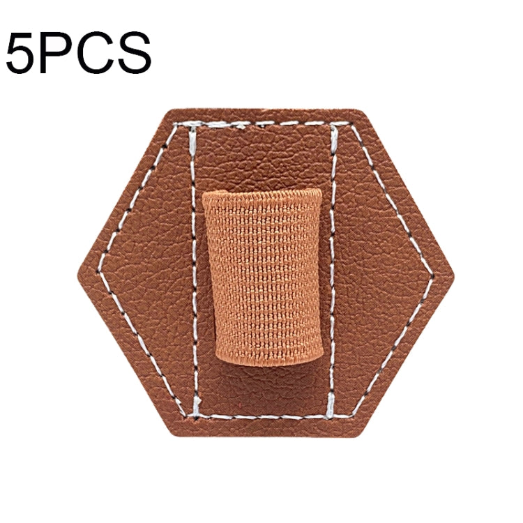 5 PCS Capacitive Pen Bag Self Adhesive Pen Holder PU Pen Clip,Style: Hexagonal Brown by buy2fix