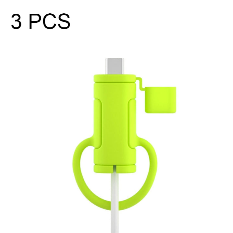 3 PCS Soft Washable Data Cable Silicone Case For Apple, Spec: Type-C (Mustard Green) by buy2fix