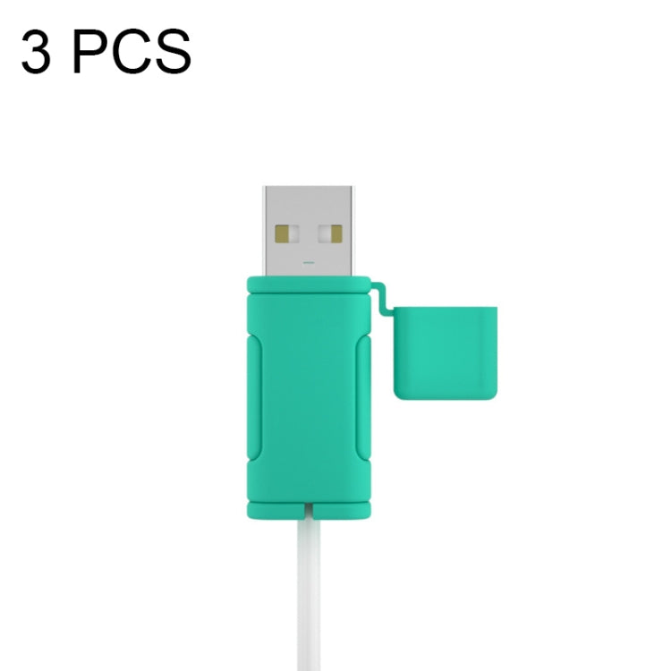 3 PCS Soft Washable Data Cable Silicone Case For Apple, Spec: USB (Mint Green) by buy2fix