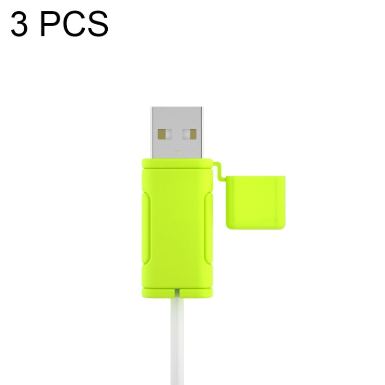 3 PCS Soft Washable Data Cable Silicone Case For Apple, Spec: USB (Mustard Green) by buy2fix