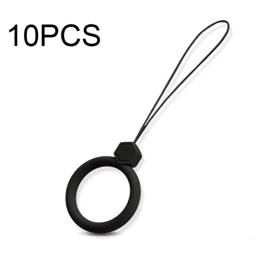 10 PCS Silicone Ring Mobile Phone Lanyard Water Bottle Anti-fall Pendant(Classic Black) - Lanyards & Wrist Straps by buy2fix | Online Shopping UK | buy2fix